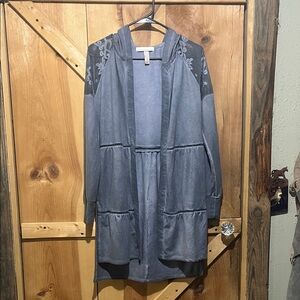 Blue Lace Shoulders Women's Cardigan